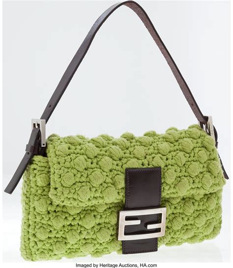 fendi green knit bag|fendi mini baguette popular handbag.